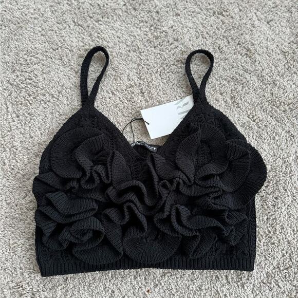 Zara Tops - ZARA CHENILLE CROP TOP - SIZE M - BRAND NEW WITH TAG